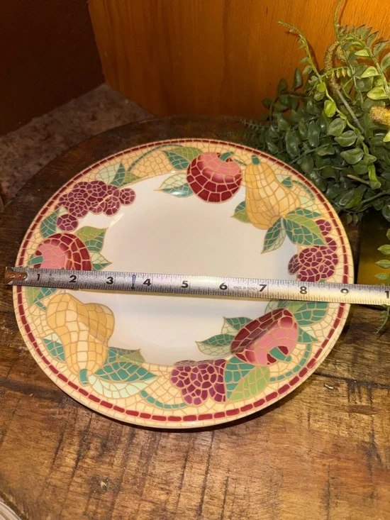 Pier 1 Set Of 6 Mosaic Fruit Earthenware Soup Bowls, Multicolor, Dishwasher Safe - Picture 4 of 5